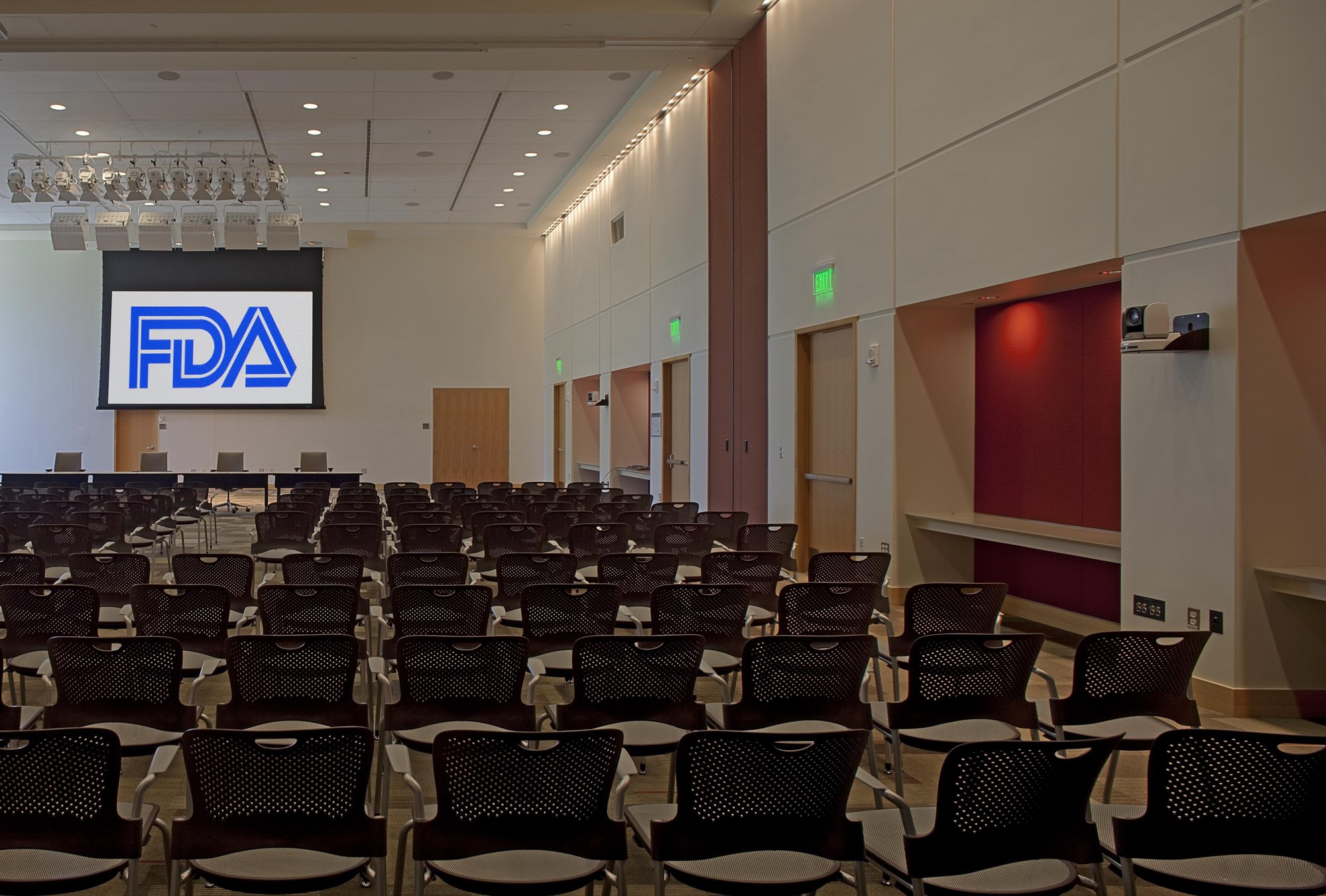 The Great Room meeting hall inside Building 31 at the FDA White Oak campus.